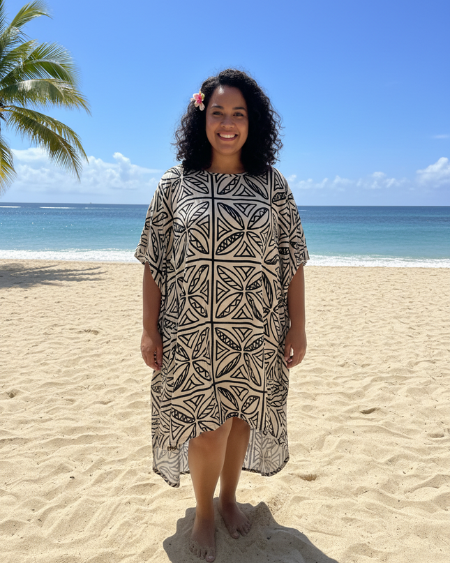 Tribal Taupe Brown  Print Dress