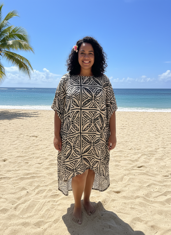 Tribal Taupe Brown  Print Dress