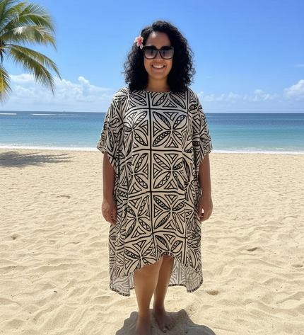Tribal Taupe Brown  Print Dress