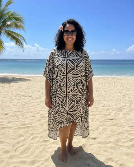 Tribal Taupe Brown  Print Dress
