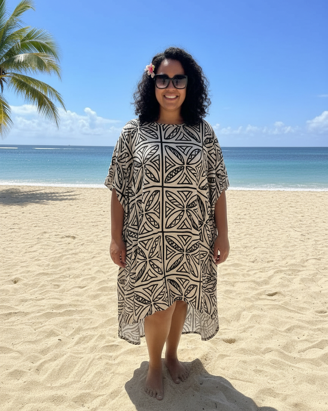 Tribal Taupe Brown  Print Dress