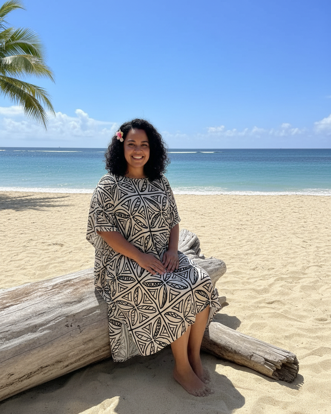 Tribal Taupe Brown  Print Dress