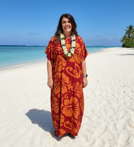 Short sleeve hibiscus maxi dress