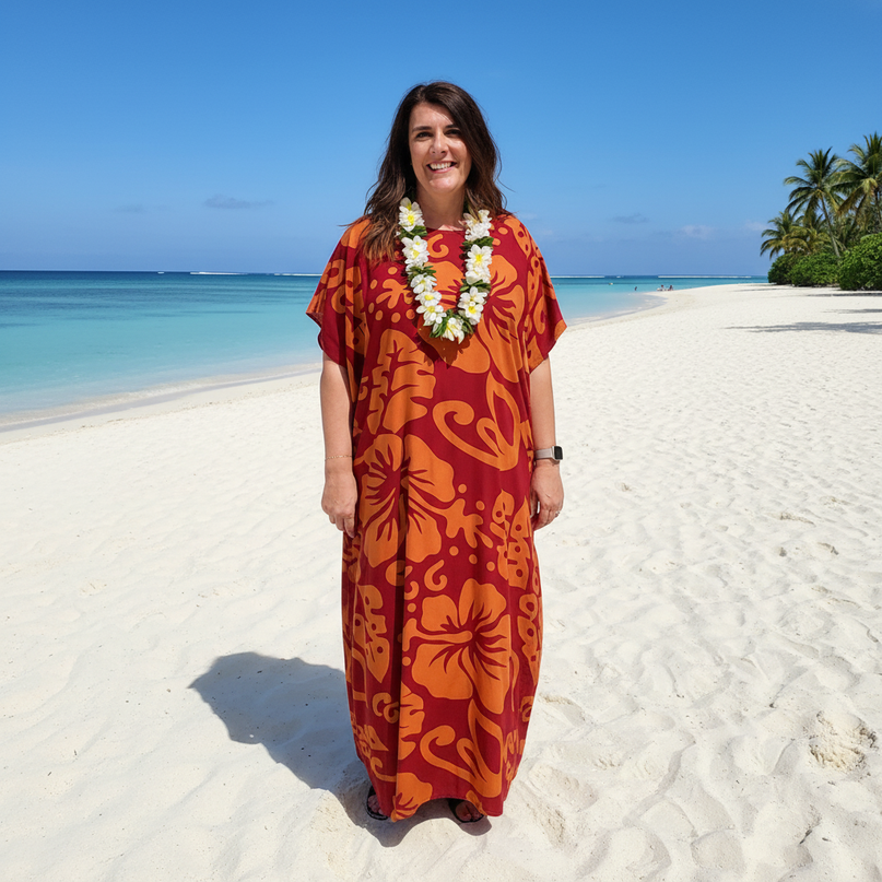 Short sleeve hibiscus maxi dress