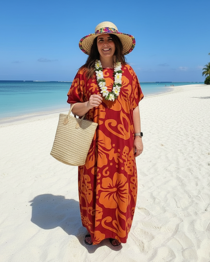 Short sleeve hibiscus maxi dress