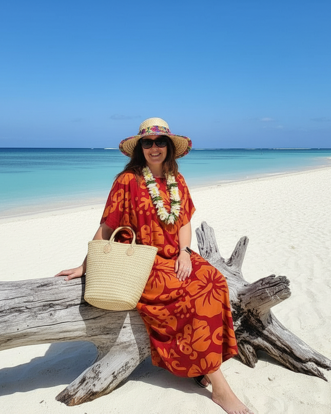 Short sleeve hibiscus maxi dress