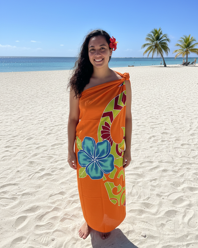 Tropical Floral Rayon Sarong - Lightweight Beach Wrap