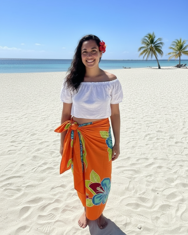 Tropical Floral Rayon Sarong - Lightweight Beach Wrap