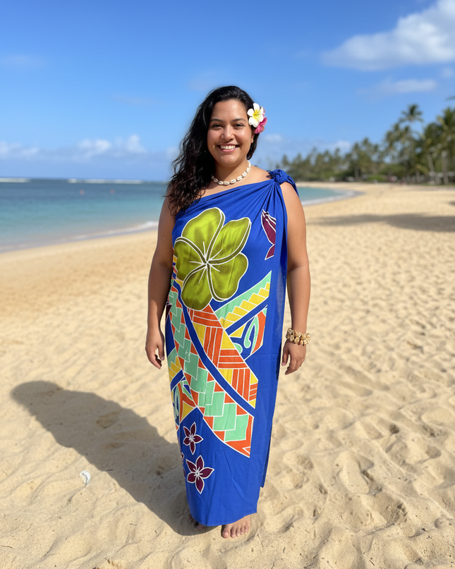 Tropical Floral Rayon Sarong - Lightweight Beach Wrap