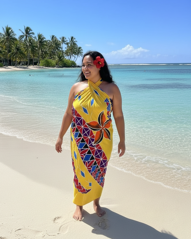 Tropical Print Rayon Sarong - One Size Beach Wrap