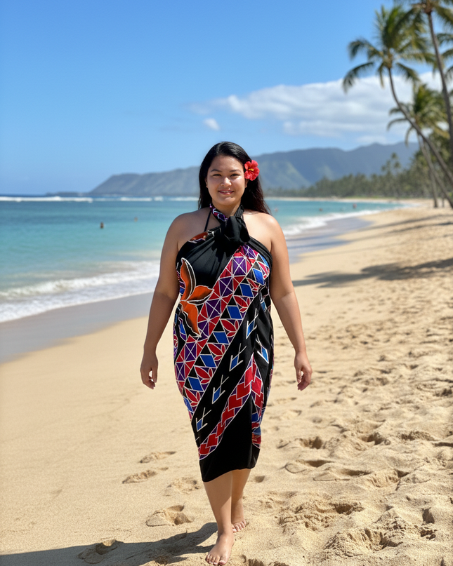 Tropical Print Rayon Sarong - One Size Beach Wrap