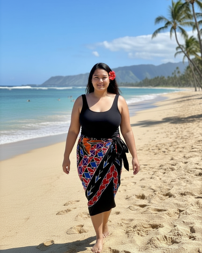 Tropical Print Rayon Sarong - One Size Beach Wrap