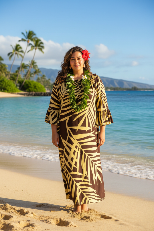 Tropical Fern Maxi Dress - Yellow and Purple