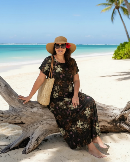 Black & Gold Cotton Fishtail Dress