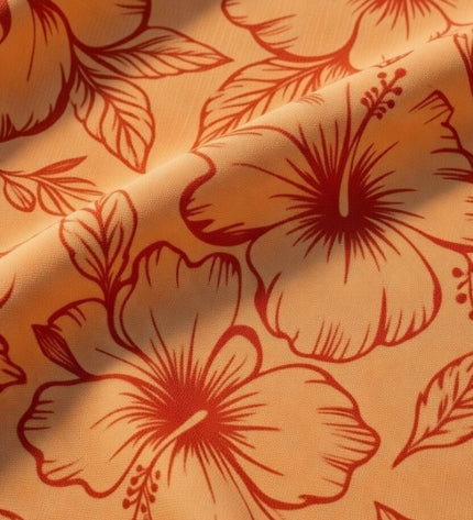 Island Bloom Maxi Dress - Orange & Red Hibiscus