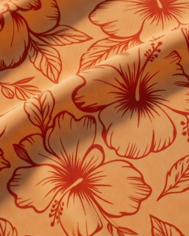 Island Bloom Maxi Dress - Orange & Red Hibiscus