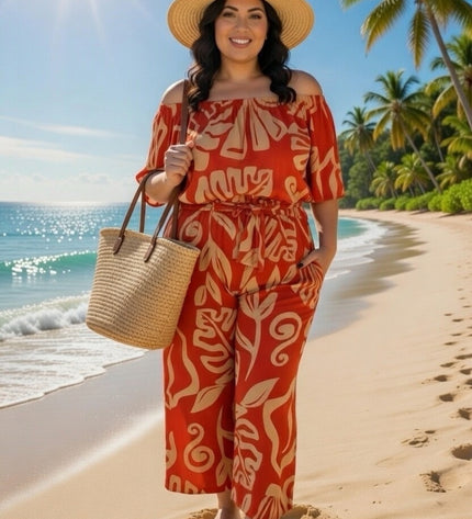 Plus Size Off-Shoulder Jumpsuit
