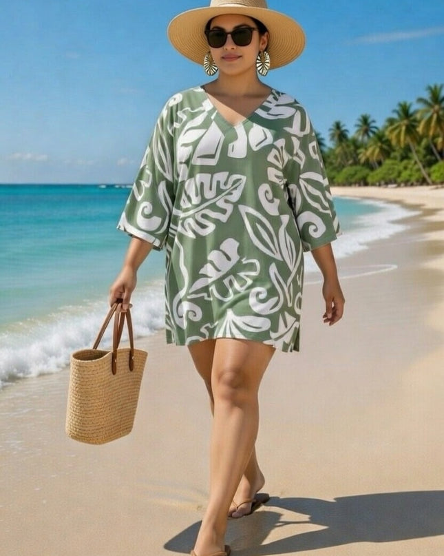Island Breeze V-Neck Kaftan Top
