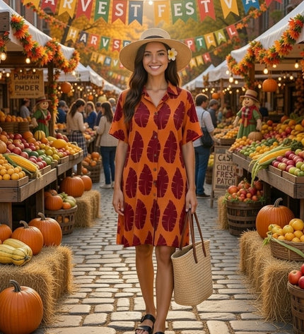 Rayon Button-Down Shirt Dress