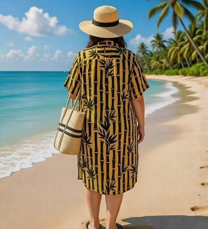 Rayon Button-Down Shirt Dress
