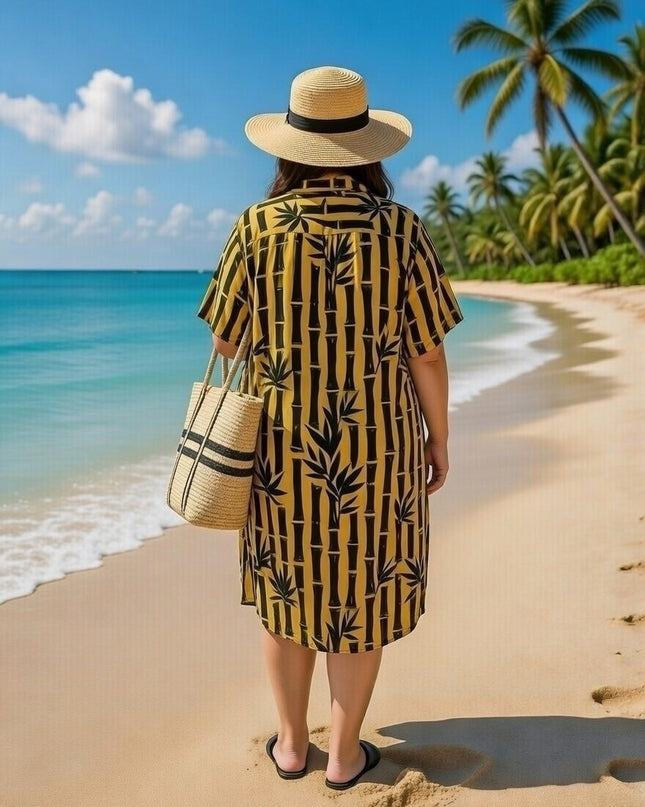 Rayon Button-Down Shirt Dress