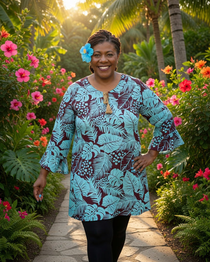 TURQUOISE MAROON DRAWSTRING KAFTAN