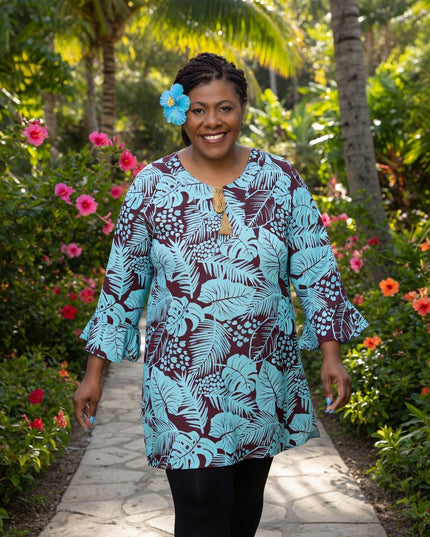 TURQUOISE MAROON DRAWSTRING KAFTAN