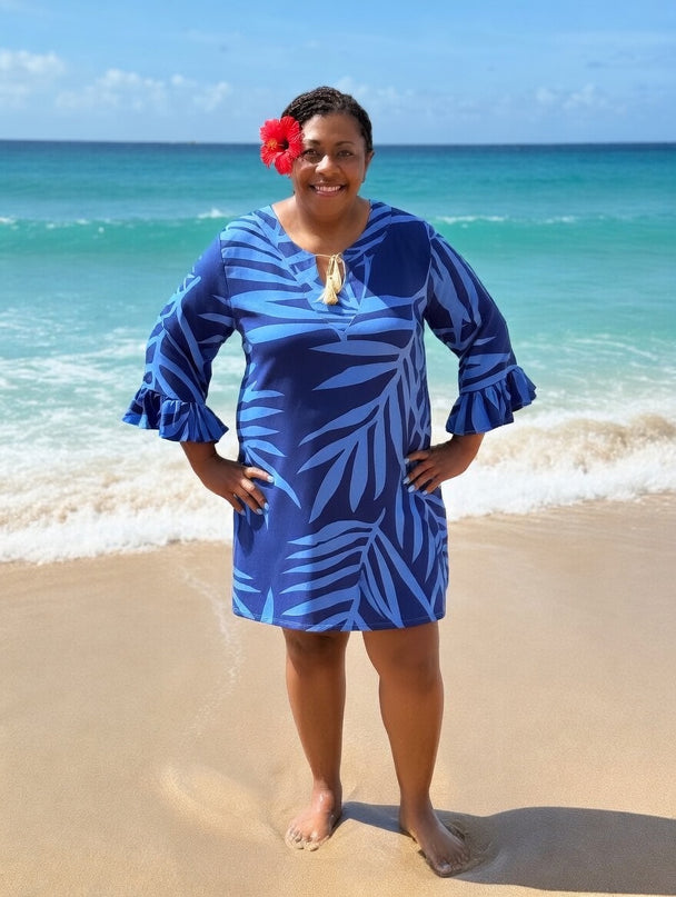 BLUE DRAWSTRING KAFTAN