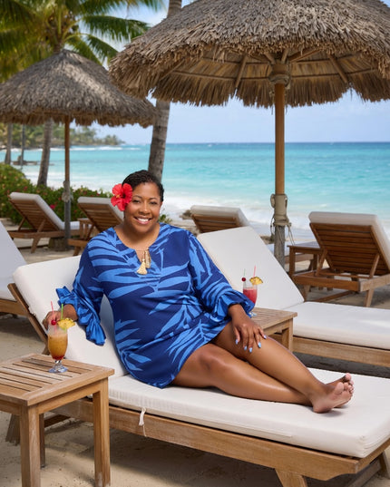 BLUE DRAWSTRING KAFTAN