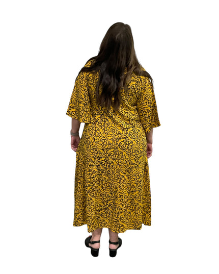 Rayon V-Neck Midi Dress
