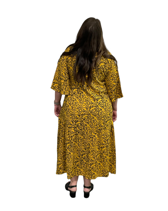 Rayon V-Neck Midi Dress