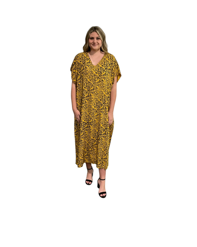V-Neck Kaftan Long Dress