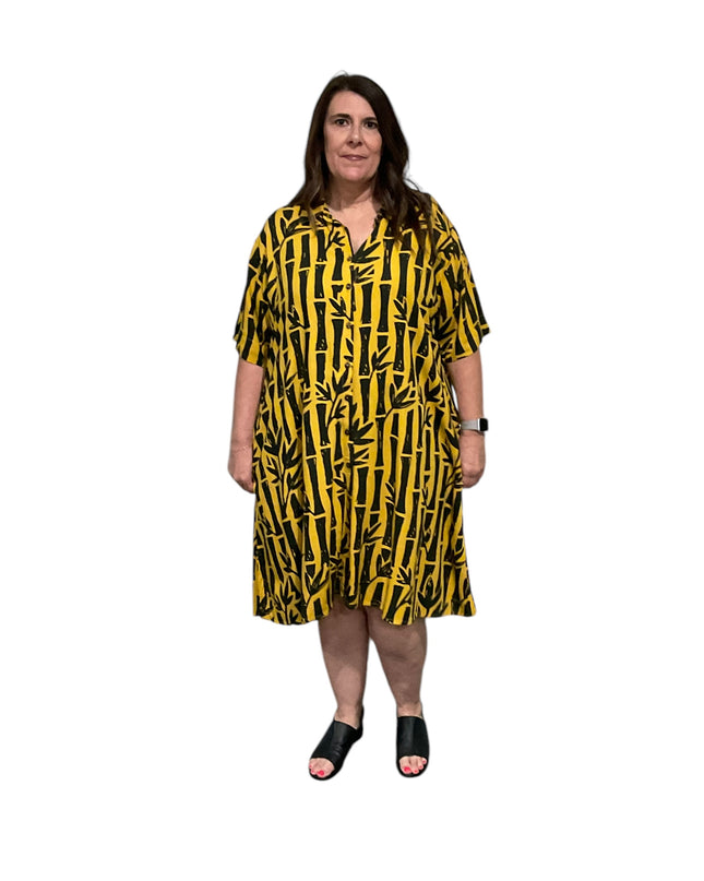 Rayon Button-Down Shirt Dress
