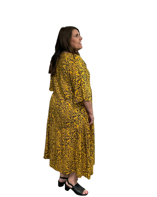 Rayon V-Neck Midi Dress