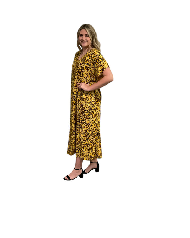 V-Neck Kaftan Long Dress