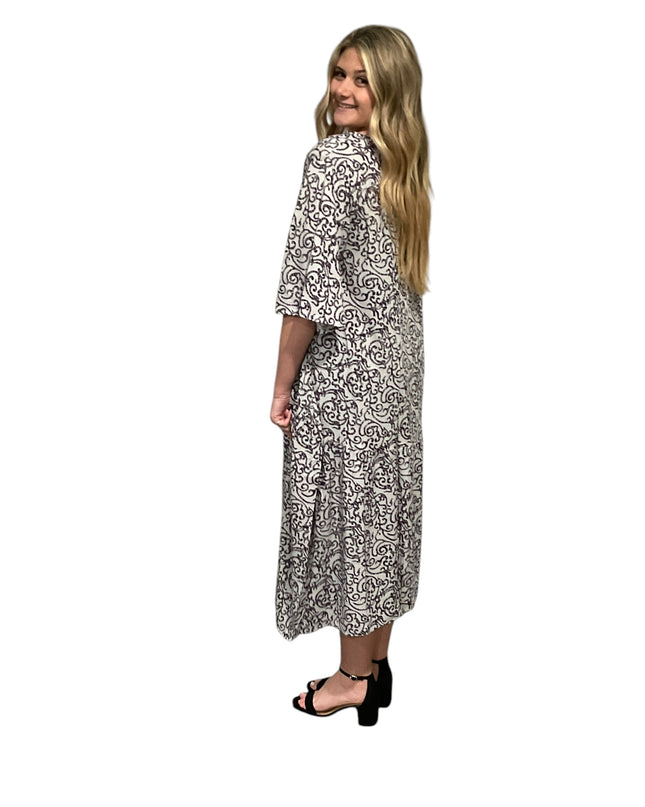 Rayon V-Neck Midi Dress