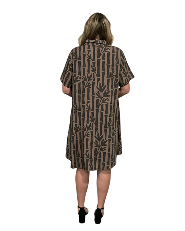 Rayon Button-Down Shirt Dress