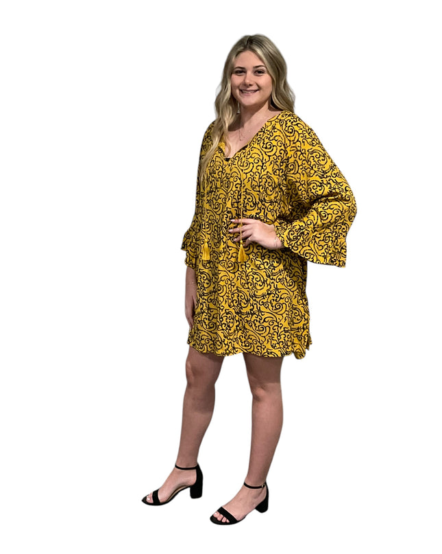 Rayon Drawstring Short Dress