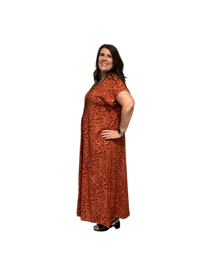V-NECK GEOMETRIC PRINT  LONG DRESS