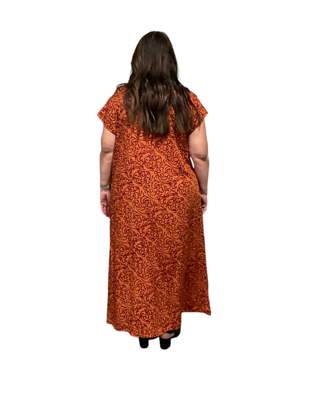 V-NECK GEOMETRIC PRINT  LONG DRESS
