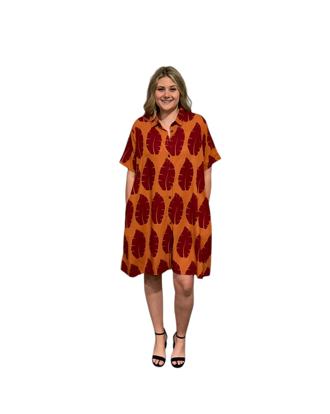 Rayon Button-Down Shirt Dress