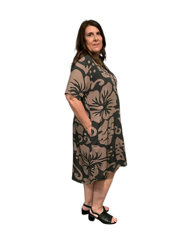 Rayon Button-Down Shirt Dress