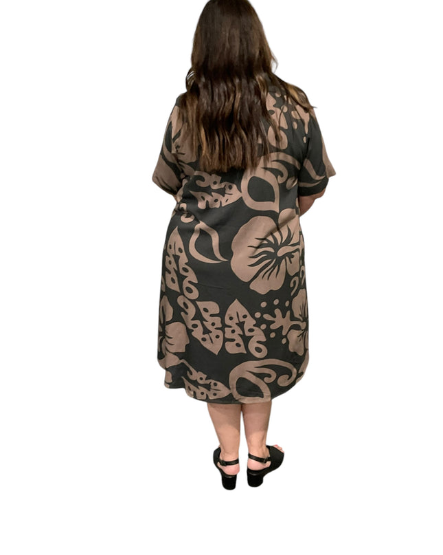 Rayon Button-Down Shirt Dress