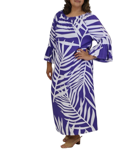 Tropical Fern Maxi Dress - Yellow and Purple