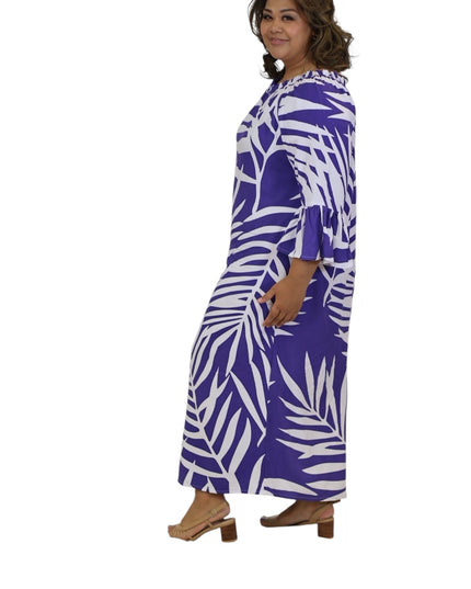 Tropical Fern Maxi Dress - Yellow and Purple