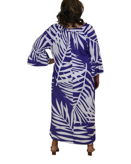 Tropical Fern Maxi Dress - Yellow and Purple
