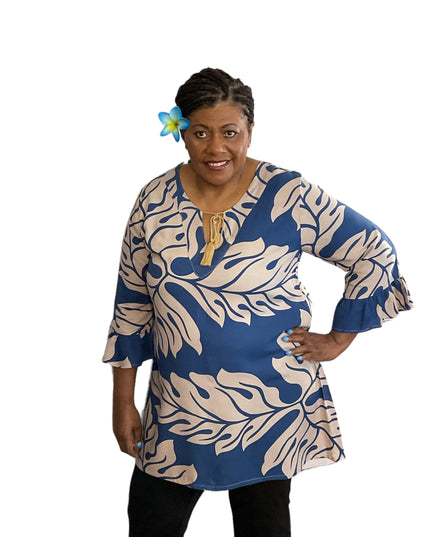 NAVY  BROWN DRAWSTRING KAFTAN