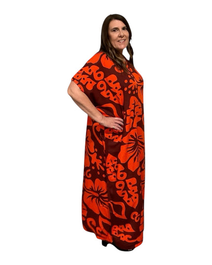 Short sleeve hibiscus maxi dress