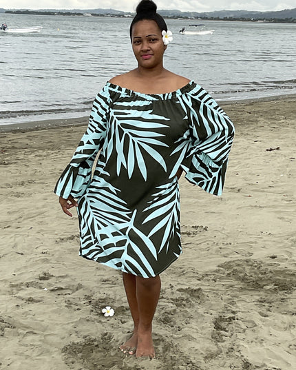 Olive fern print medi dress