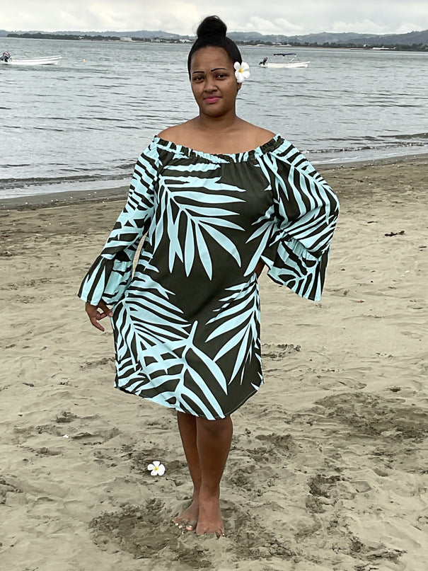 Olive fern print medi dress